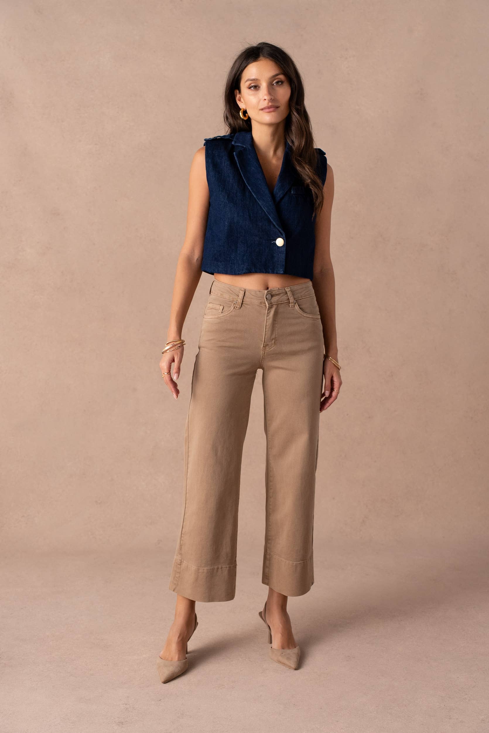 7/8 wide leg jeans with sewn hem
