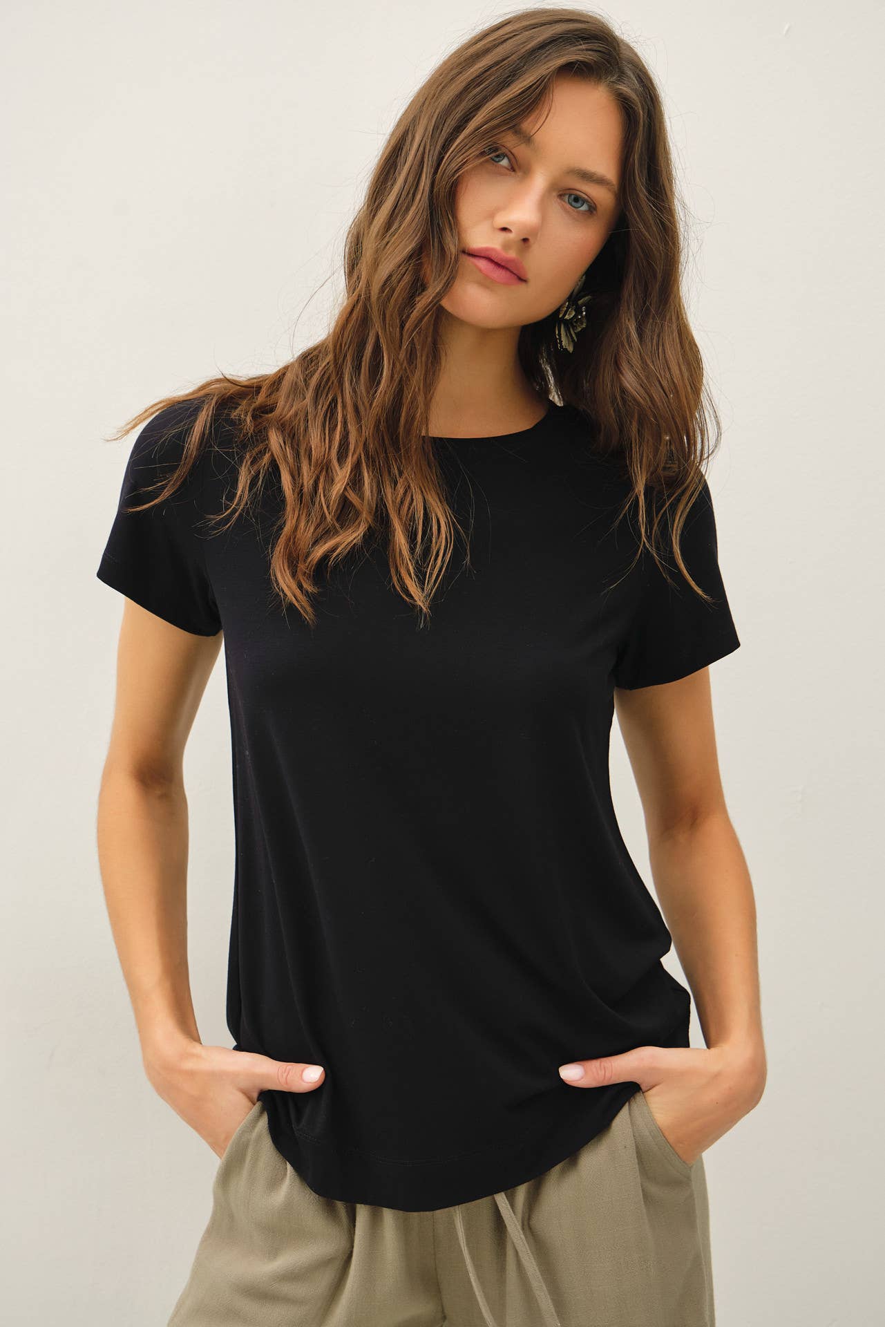 NEW COLOR-BAMBOO/MODAL BASIC ROUND NECK T-SHIRT