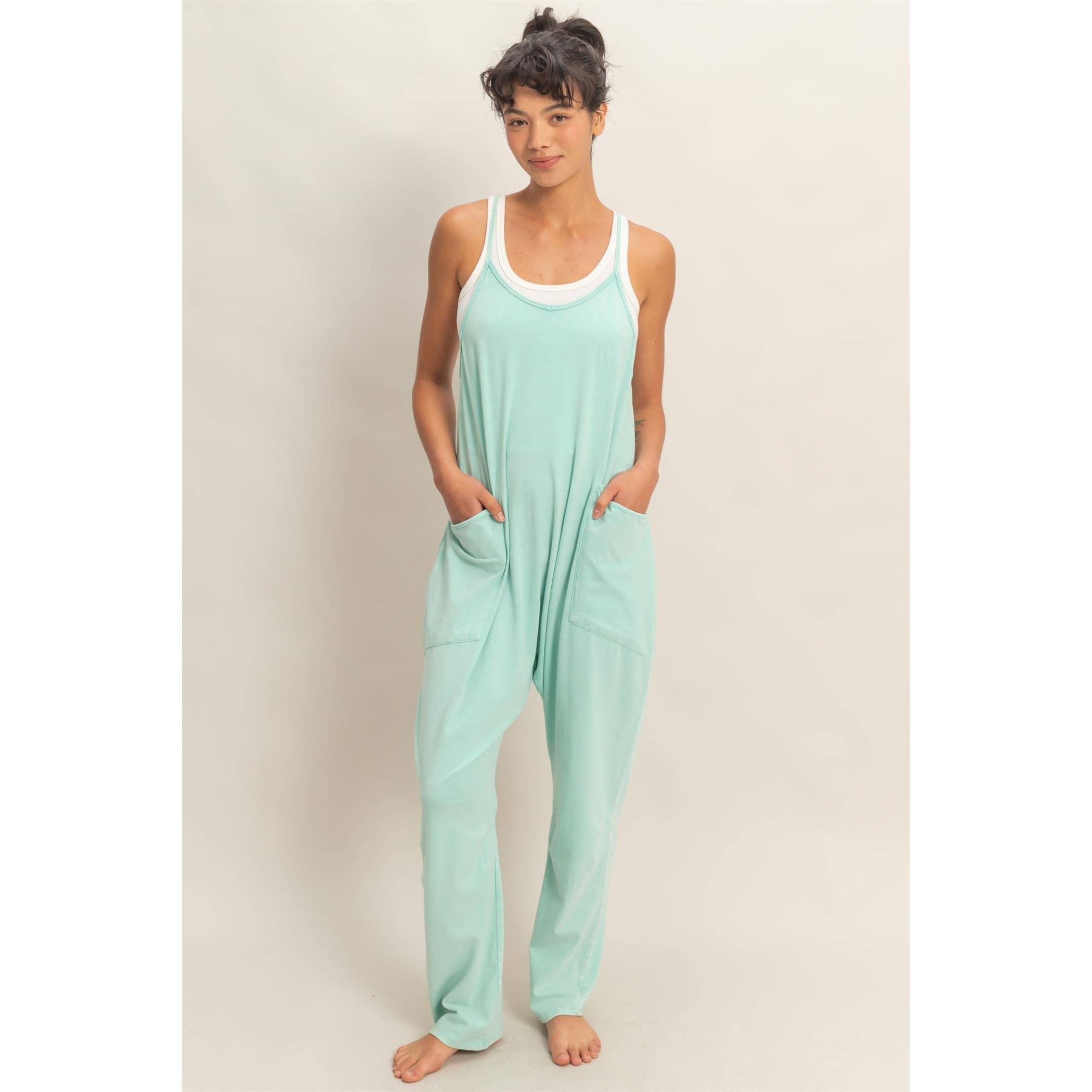 Mineral Wash Spaghetti Strap Jumpsuit