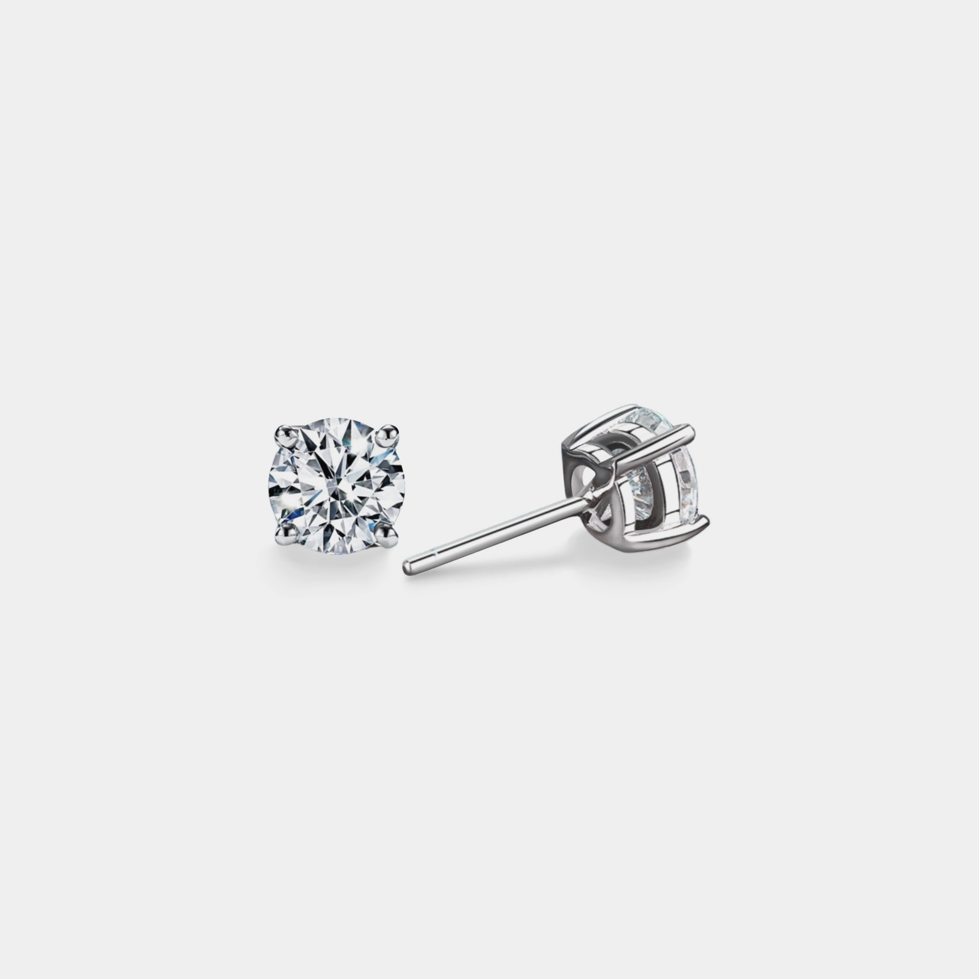 Four-Prong Moissanite Stud Earrings in 925 Sterling Silver