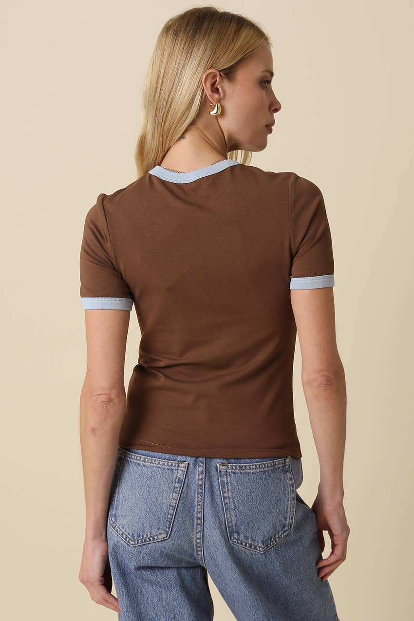 Ivy Contrast Trim Crewneck Tee