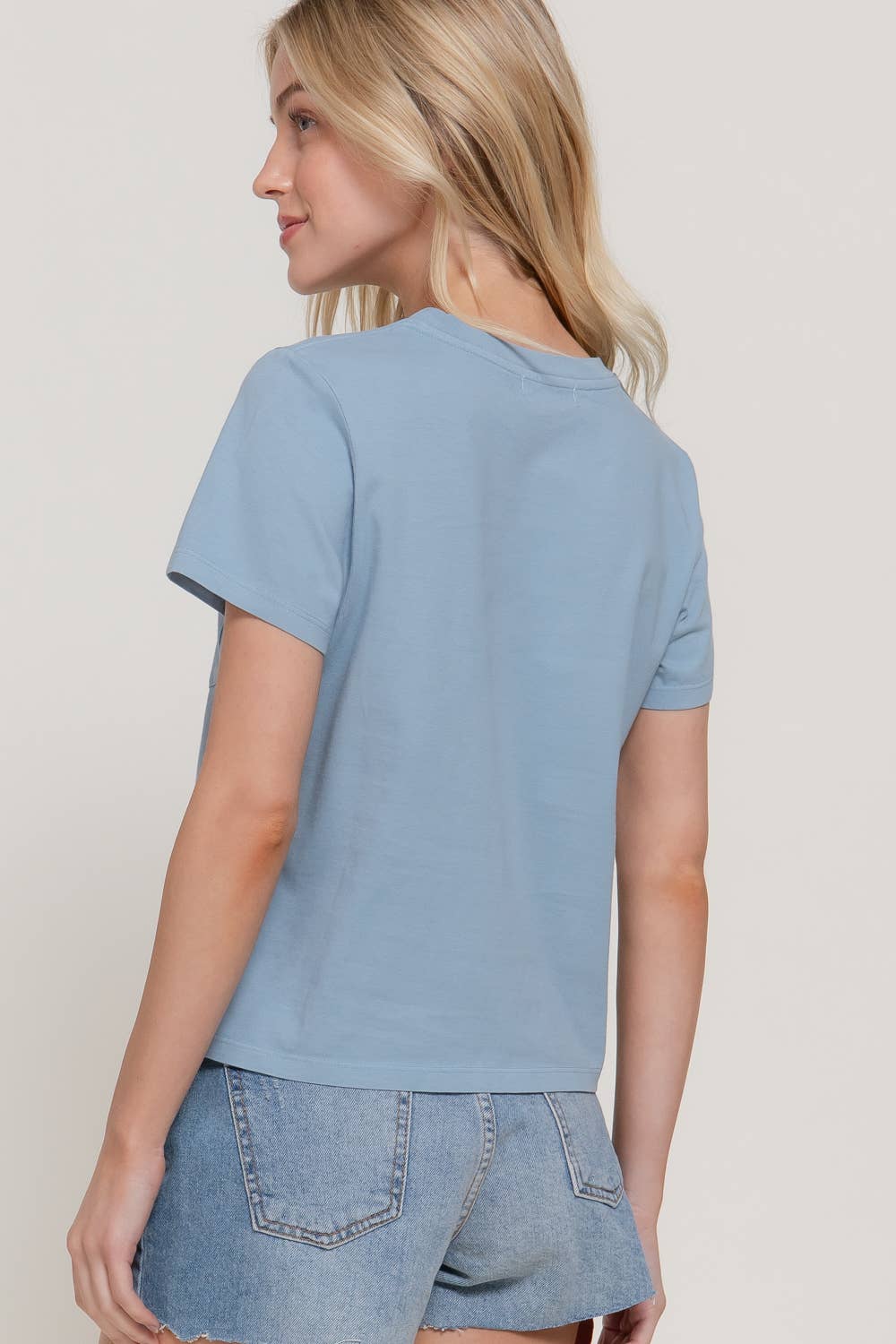 Short Sleeve Garment Dye Knit Top