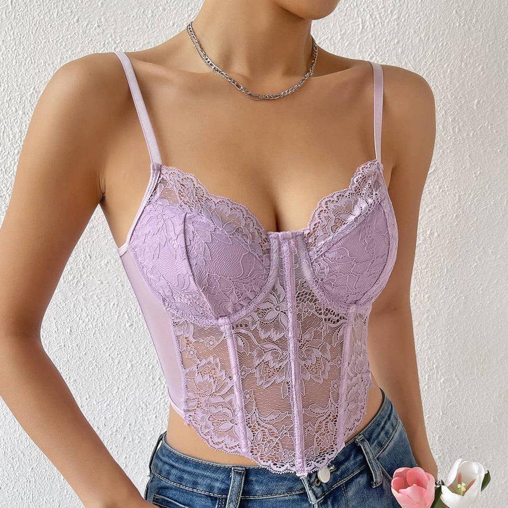 Sexy Lace Sheer Slim Little Crop Top