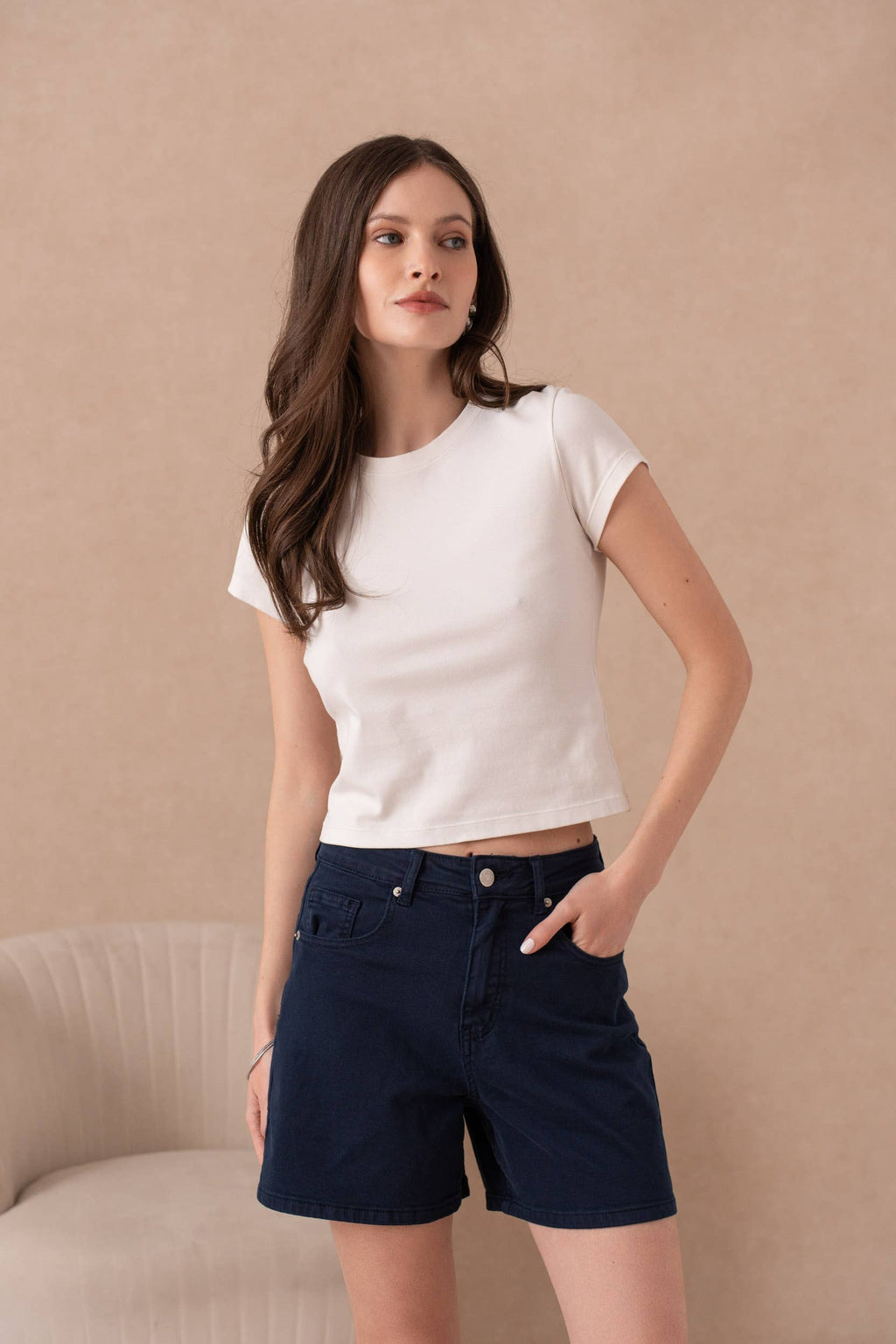 Mom-style denim shorts: Noir / XL