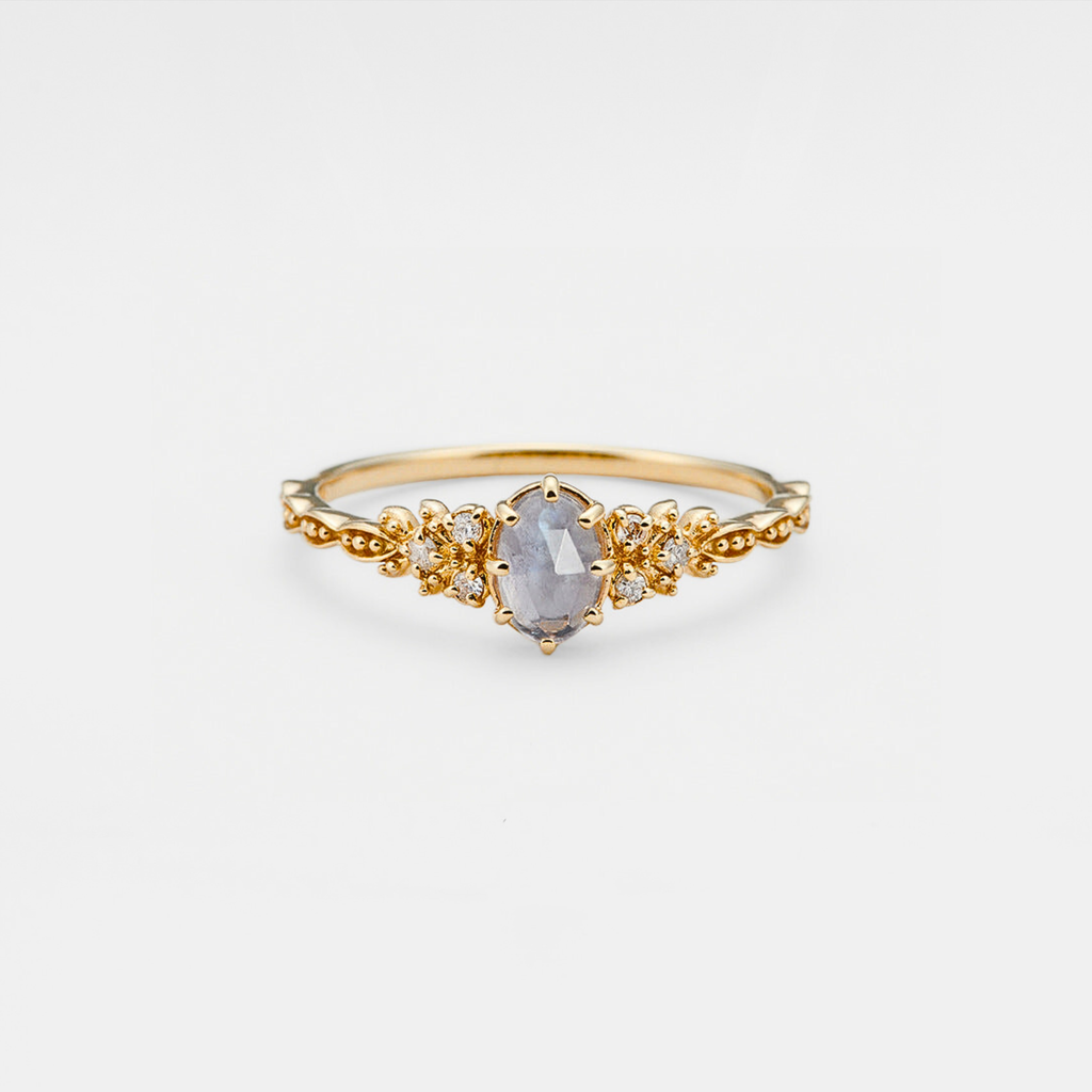 Labradorite Olive Tree Leaf Ring in 925 Sterling Silver