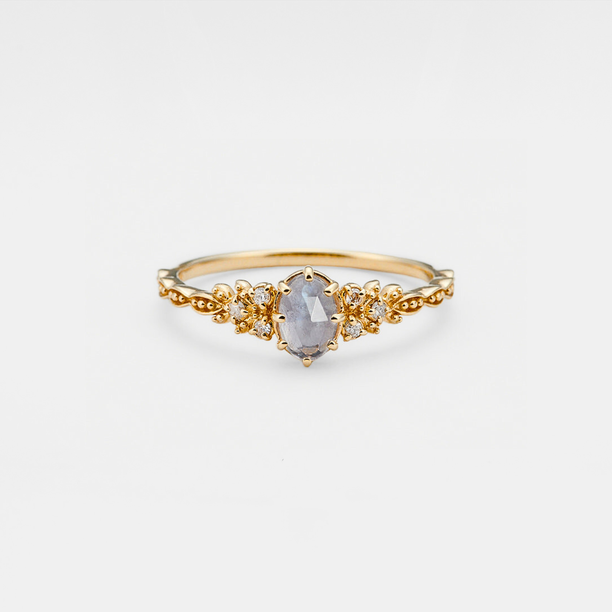 Labradorite Olive Tree Leaf Ring in 925 Sterling Silver
