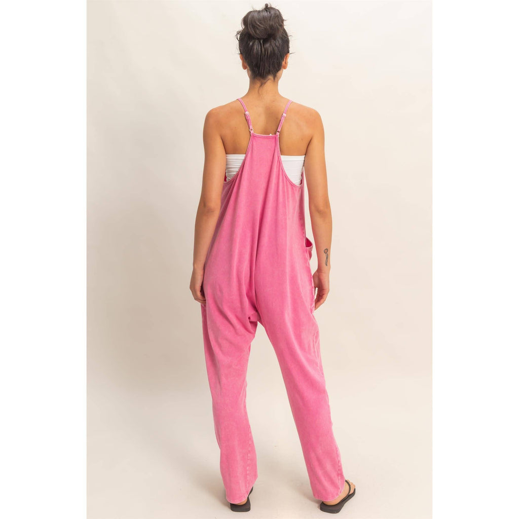 Mineral Wash Spaghetti Strap Jumpsuit