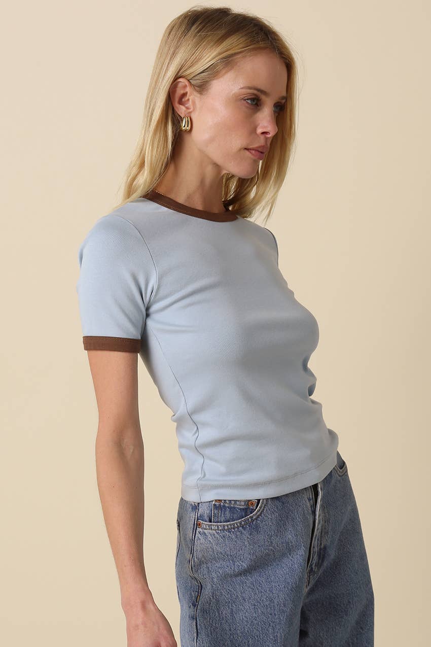 Ivy Contrast Trim Crewneck Tee