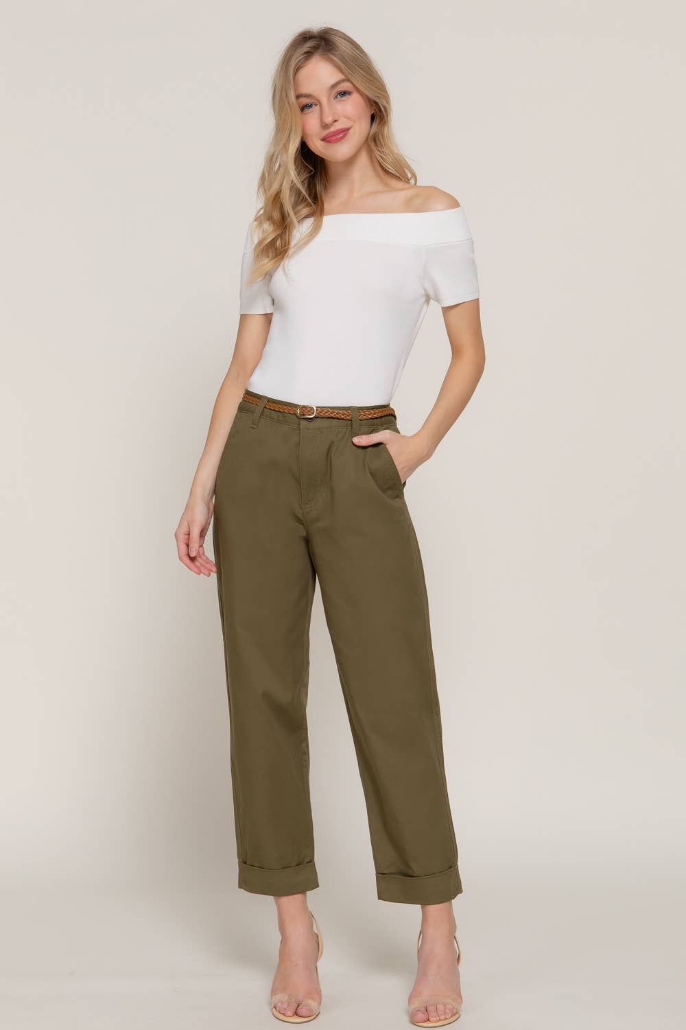 Chino Pants with Braided Belt