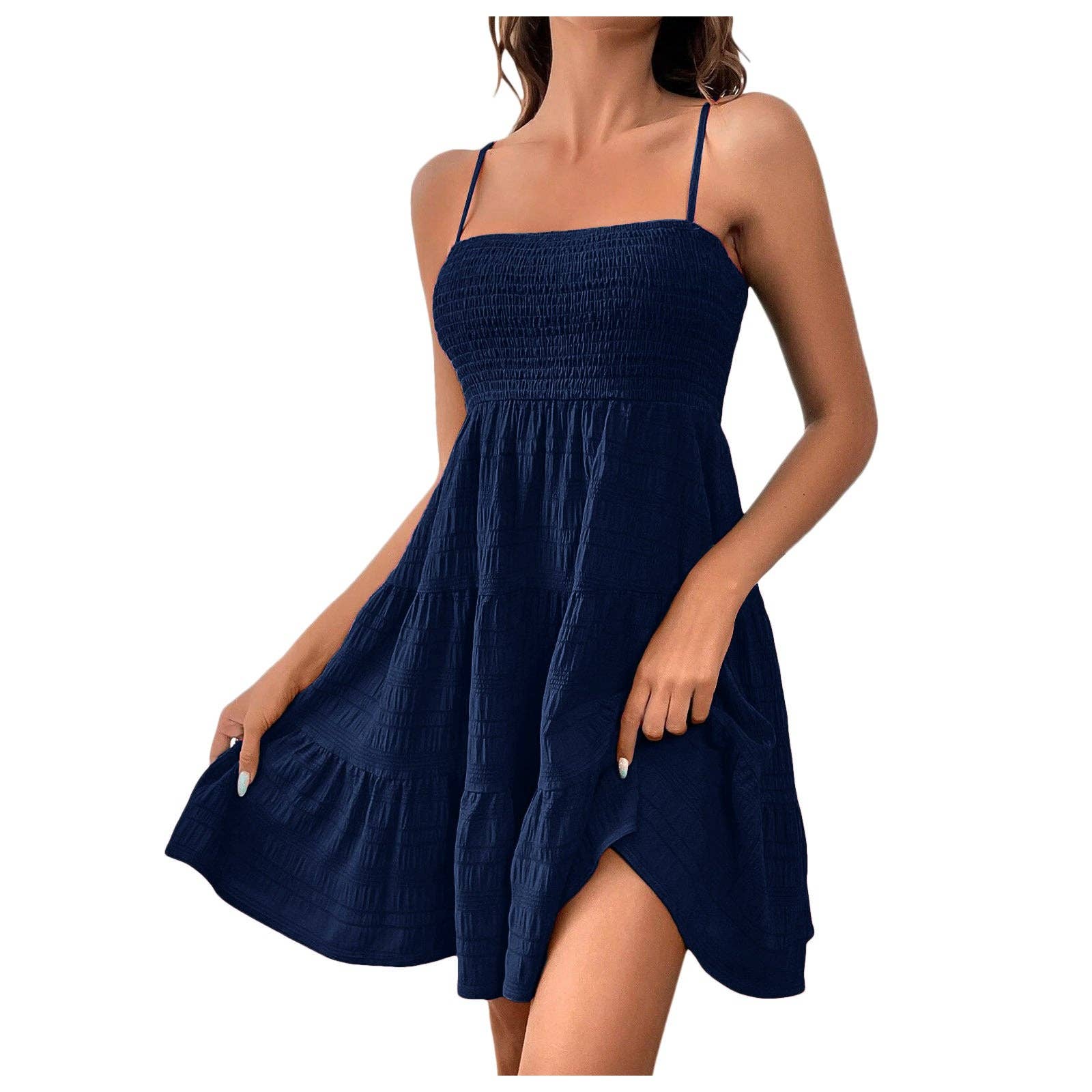 Women’s Smocked Spaghetti Strap Tiered Mini Dress