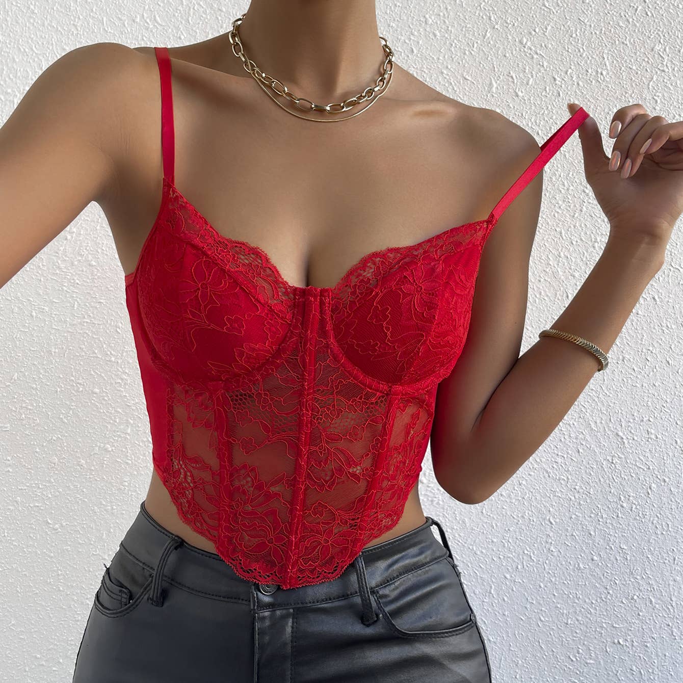 Sexy Lace Sheer Slim Little Crop Top