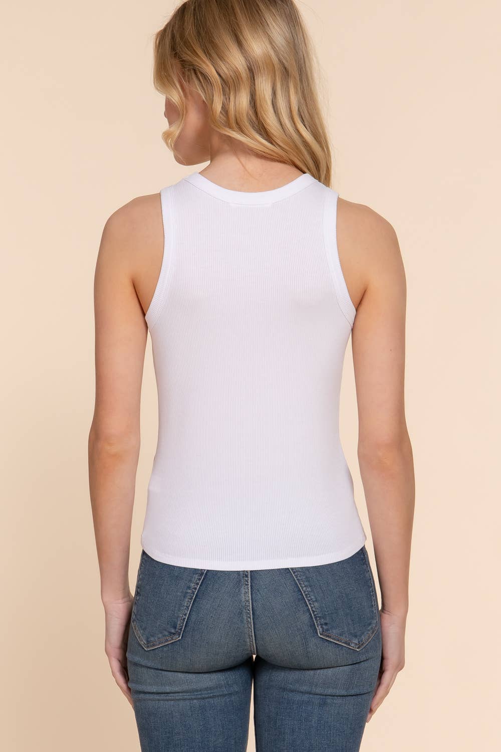 Sleeveless Crew Neck Rib Knit Top