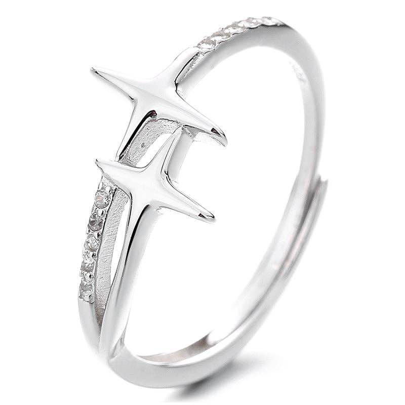 Dainty Star Stacking Band Ring in 925 Sterling Silver