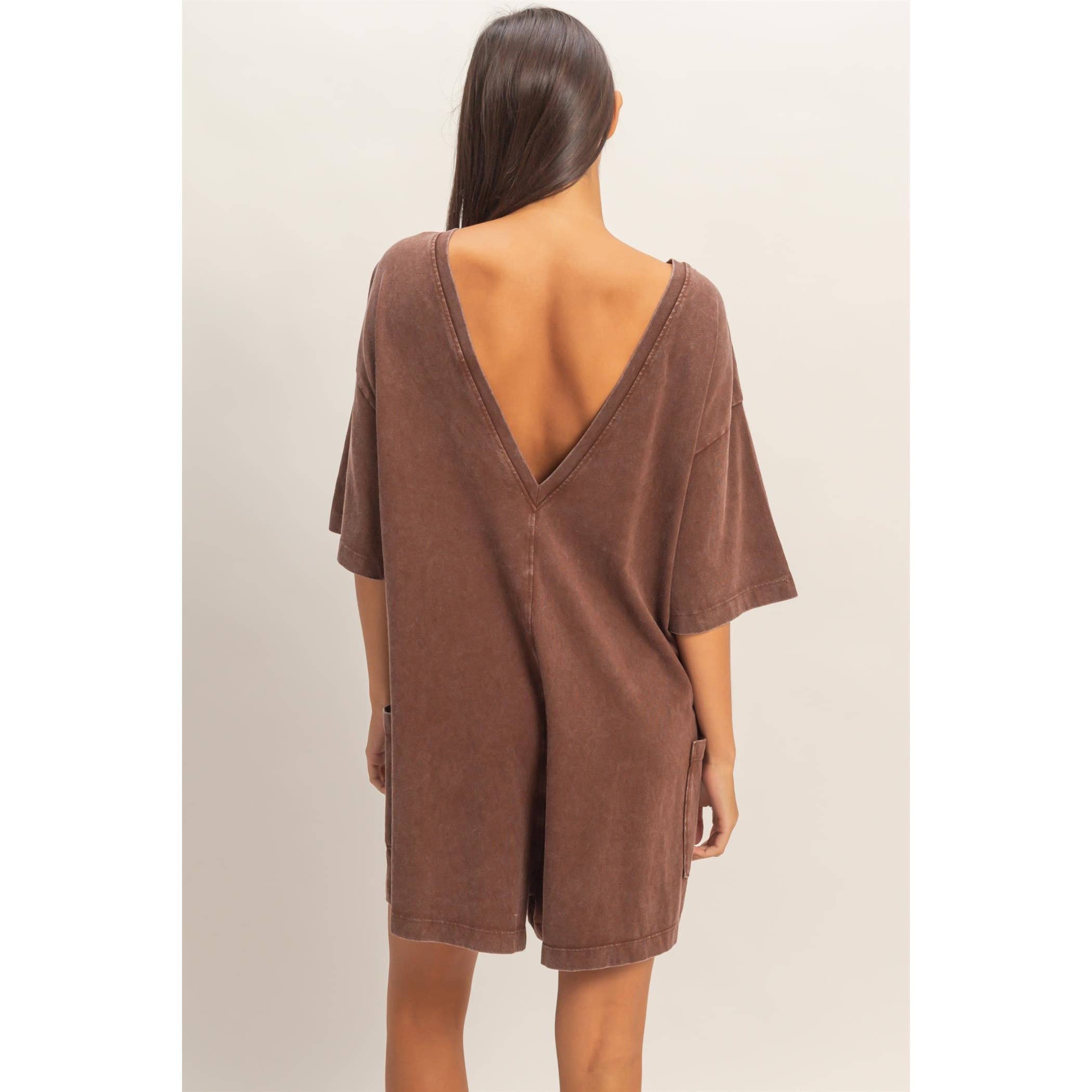 Mineral Washed V-Back Romper