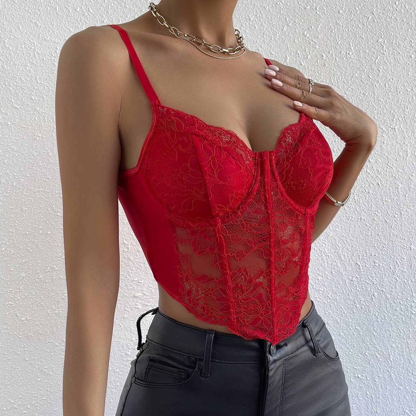 Sexy Lace Sheer Slim Little Crop Top