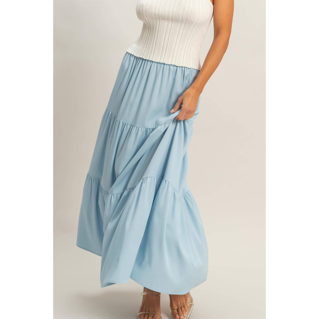 Elastic Waist 3-Tier Skirt