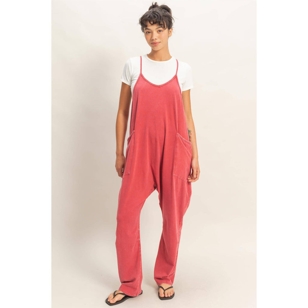 Mineral Wash Spaghetti Strap Jumpsuit