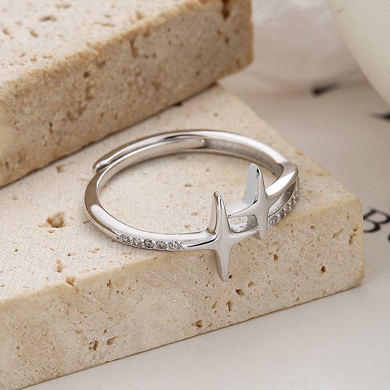 Dainty Star Stacking Band Ring in 925 Sterling Silver