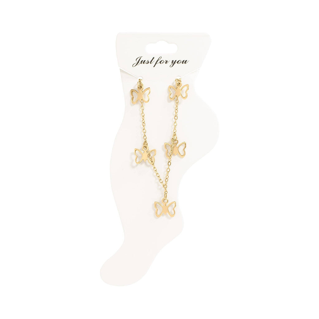 18K Gold PVD Stainless Steel Butterfly Charm Anklet