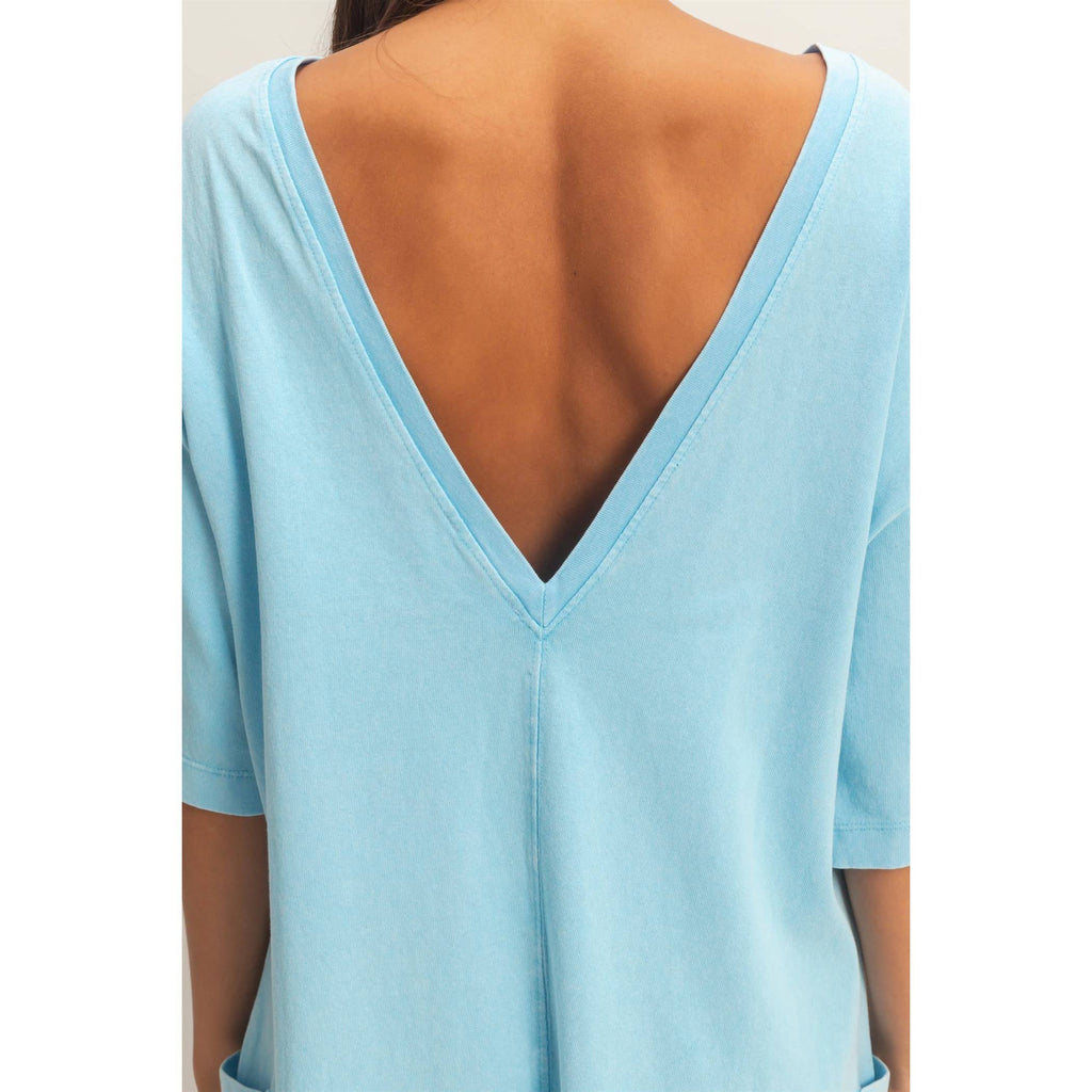 Mineral Washed V-Back Romper