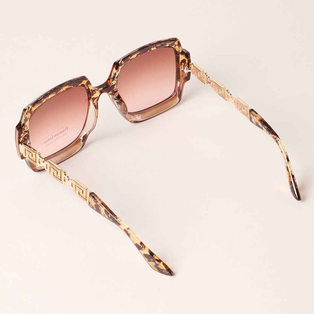 Large Square Shape Mix Color Frame Sunglasses