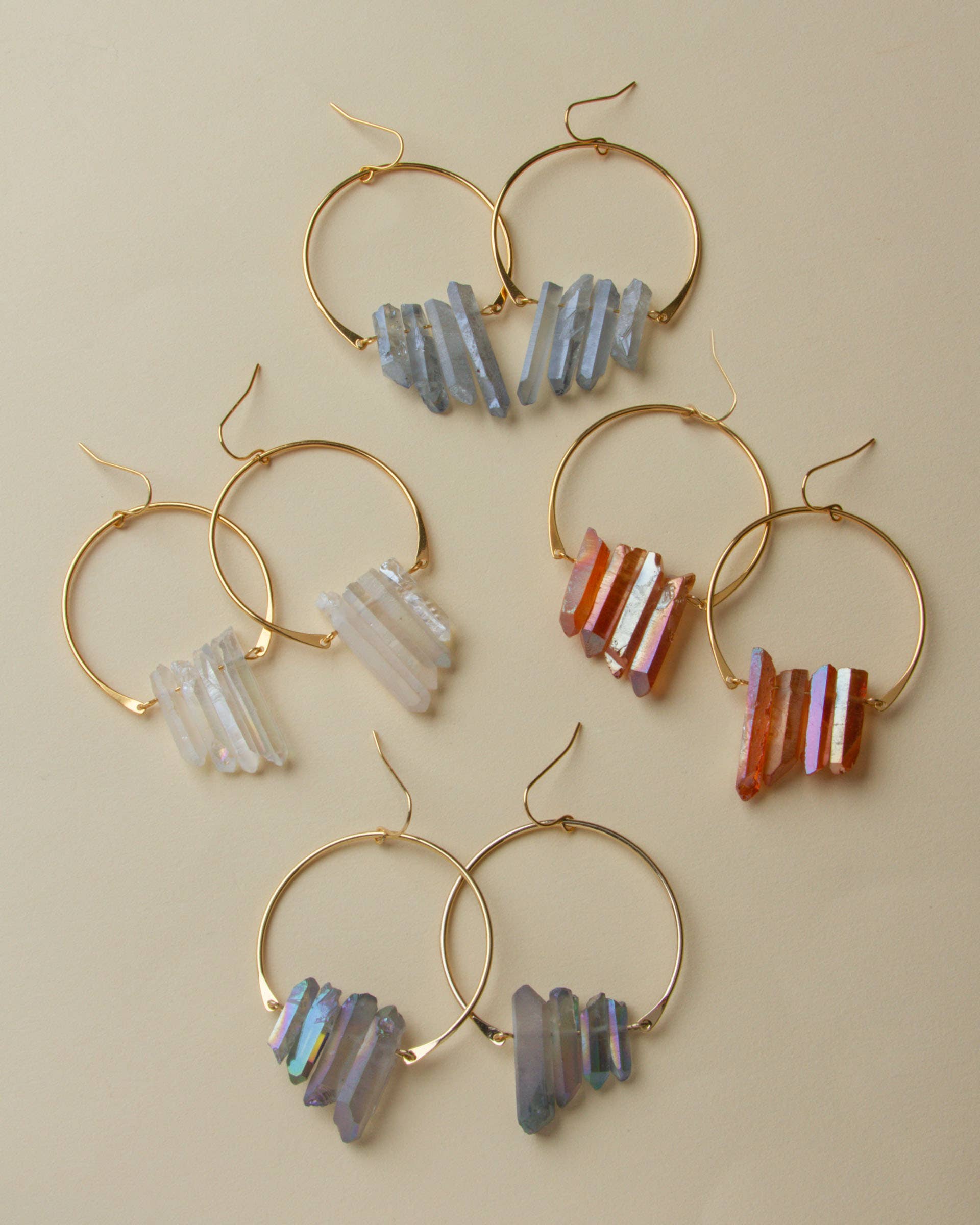Super Nova Earrings- Mystic AB Clear Quartz