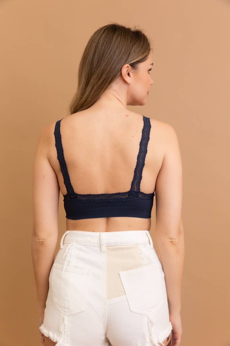 Lace Trim Padded Bralette - Immediate Shipping