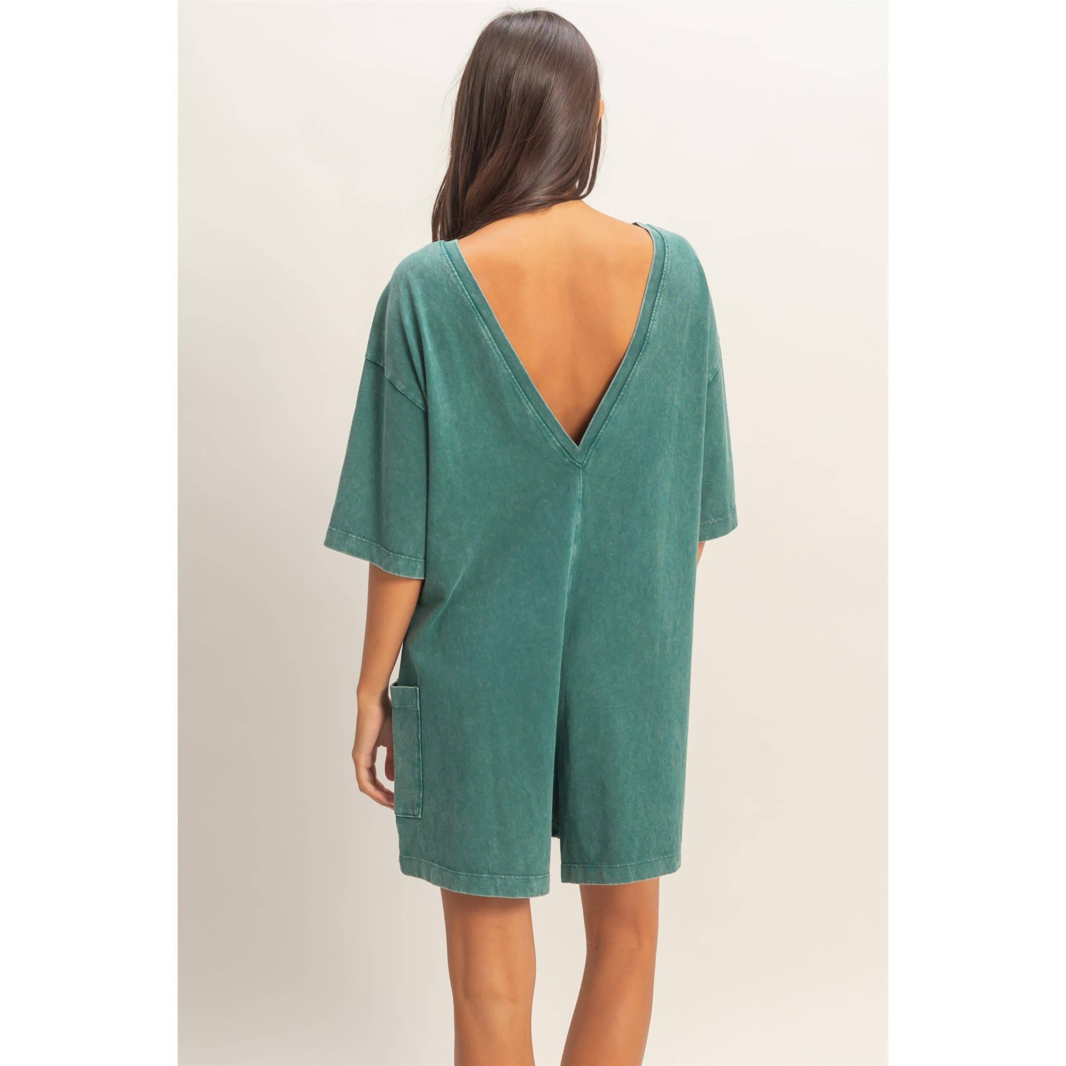 Mineral Washed V-Back Romper