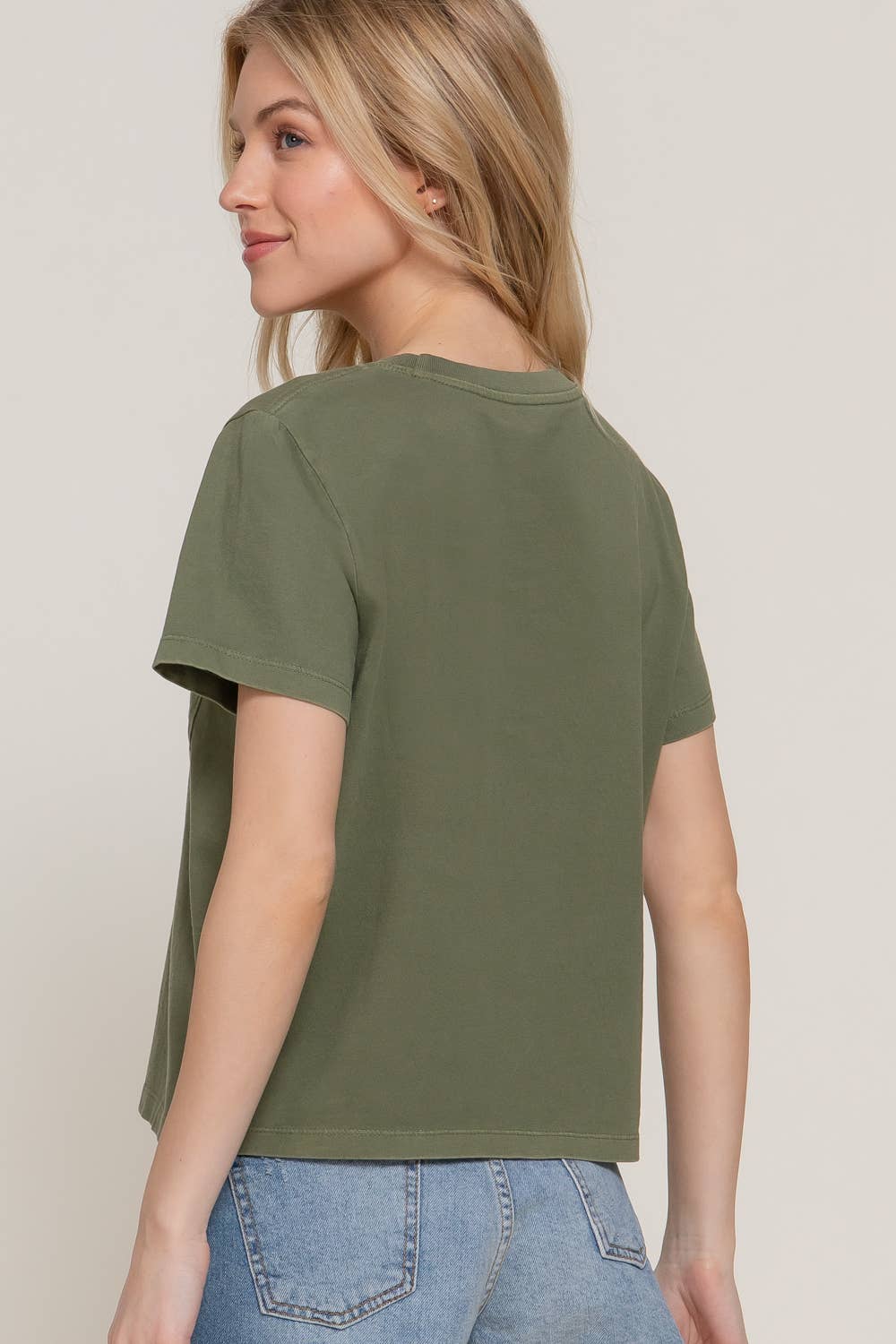 Short Sleeve Garment Dye Knit Top