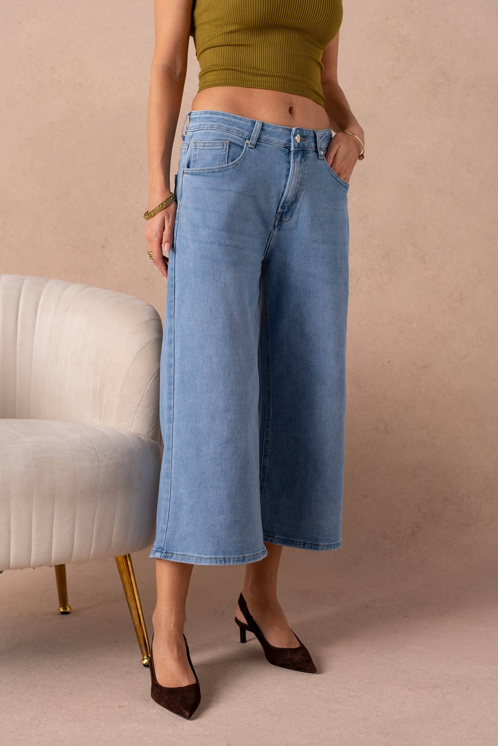 Denim culotte skirt
