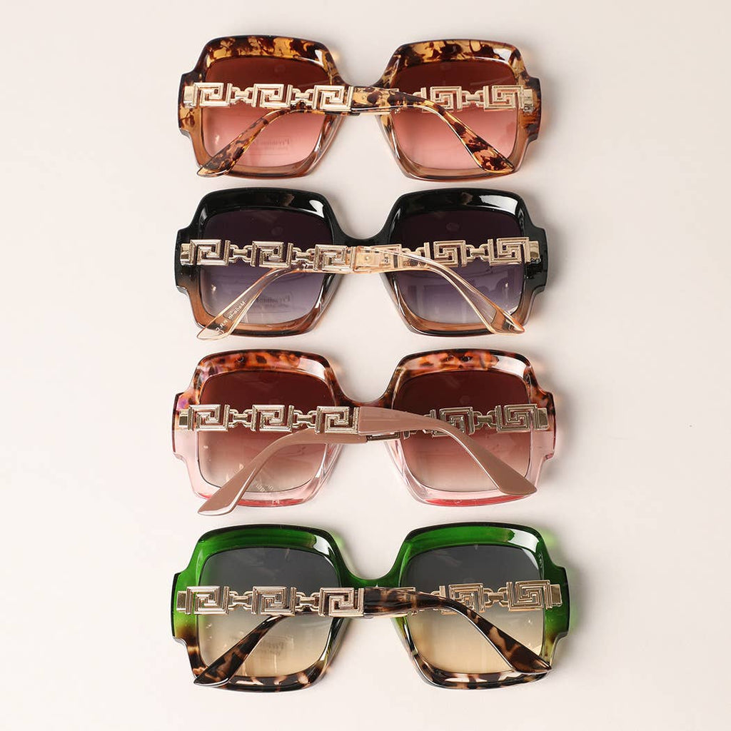 Large Square Shape Mix Color Frame Sunglasses