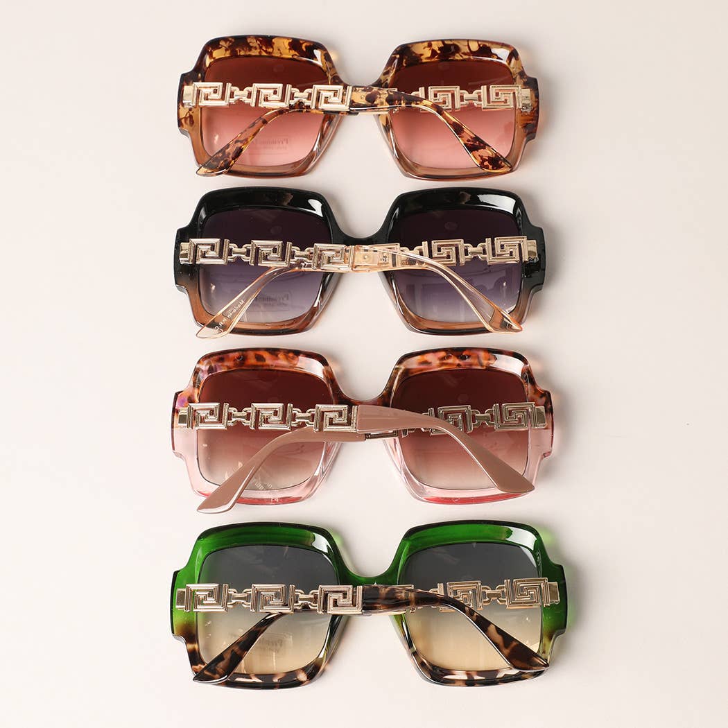 Large Square Shape Mix Color Frame Sunglasses
