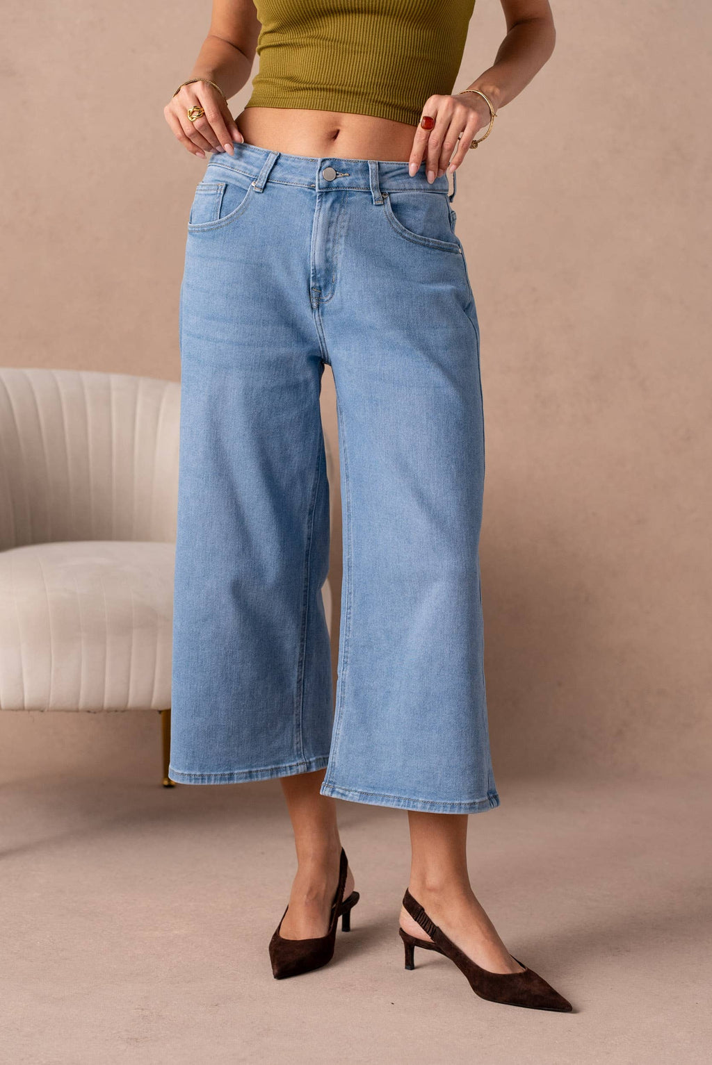 Denim culotte skirt