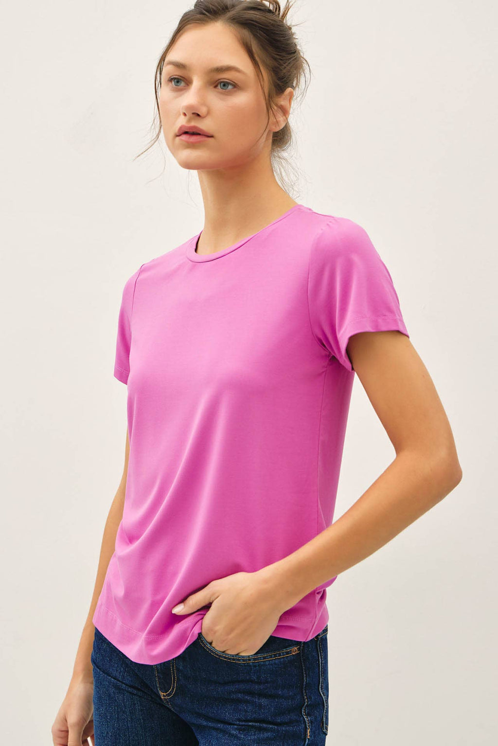 NEW COLOR-BAMBOO/MODAL BASIC ROUND NECK T-SHIRT