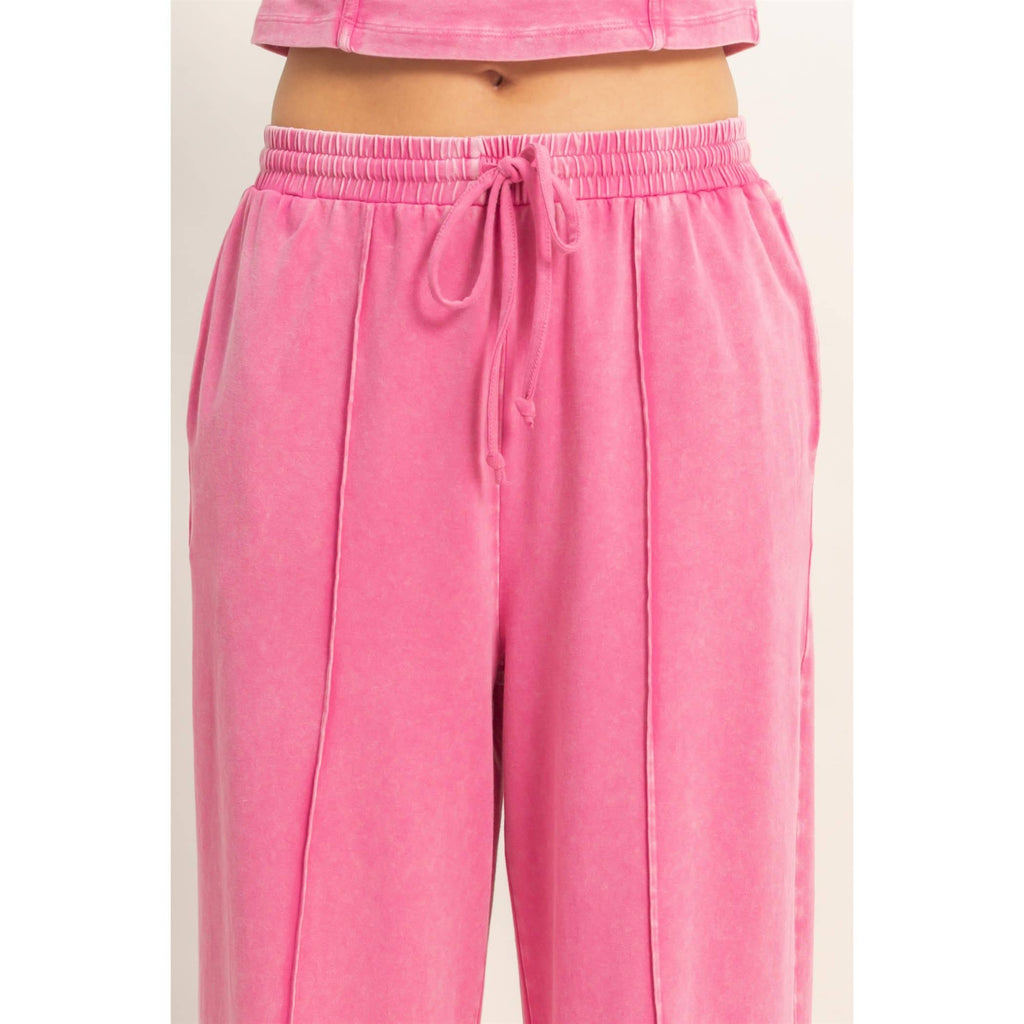 Mineral Washed Sleeveless Top & Wide Leg Pants Set