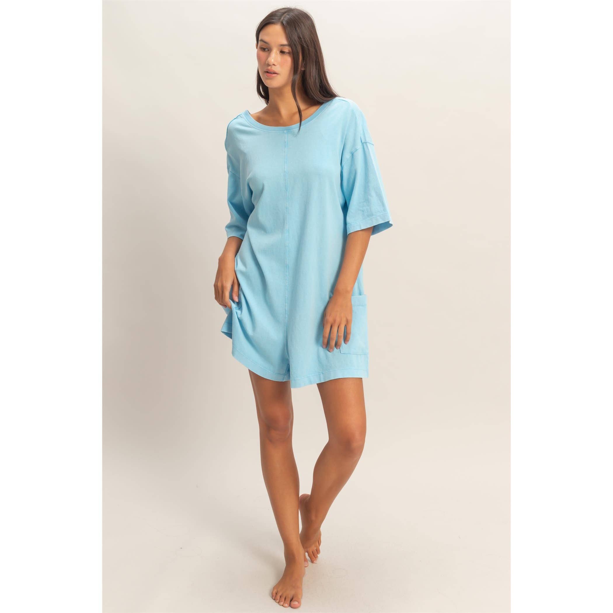 Mineral Washed V-Back Romper
