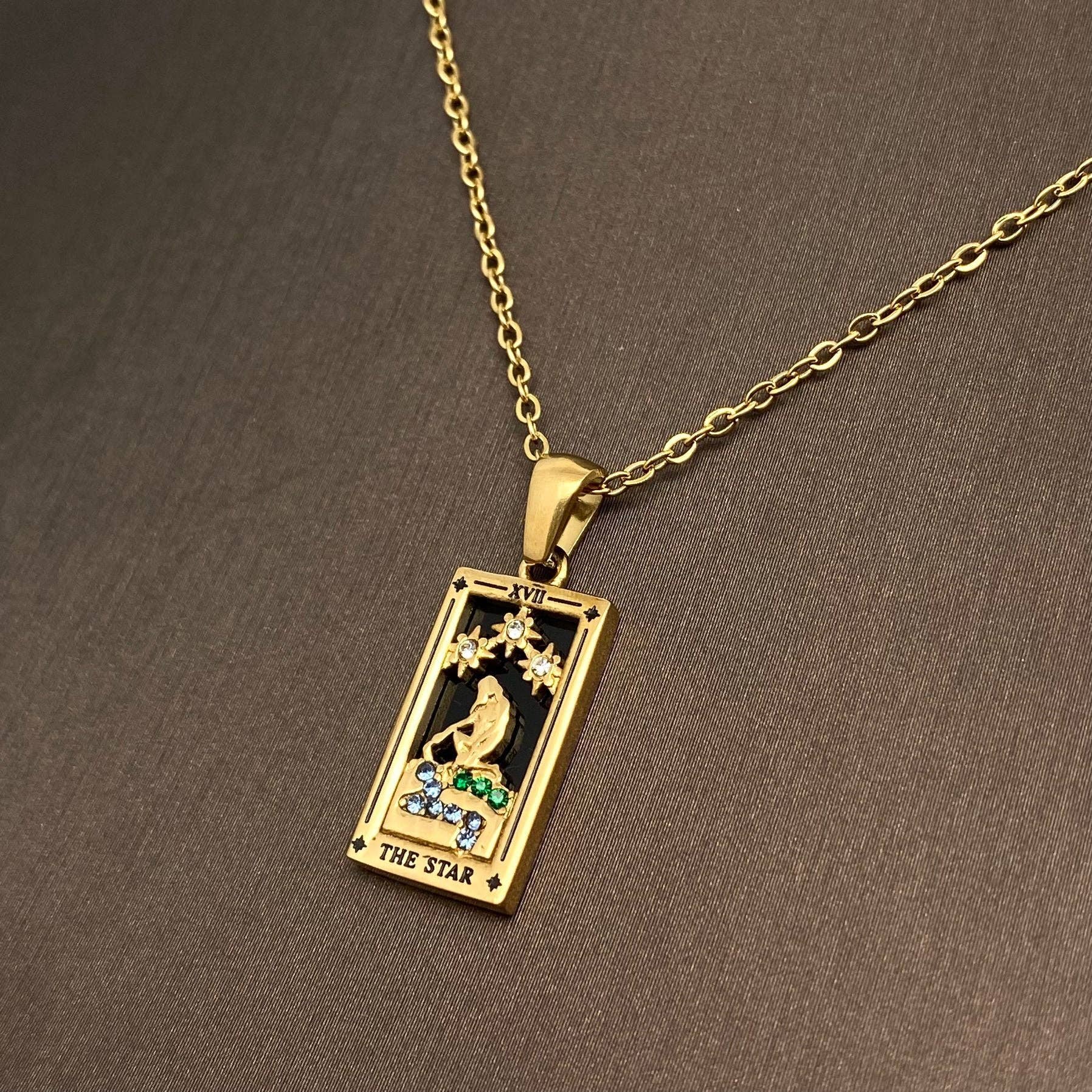 Star Moon Tarot 18K Gold Plated Steel Necklace - FGS/MS
