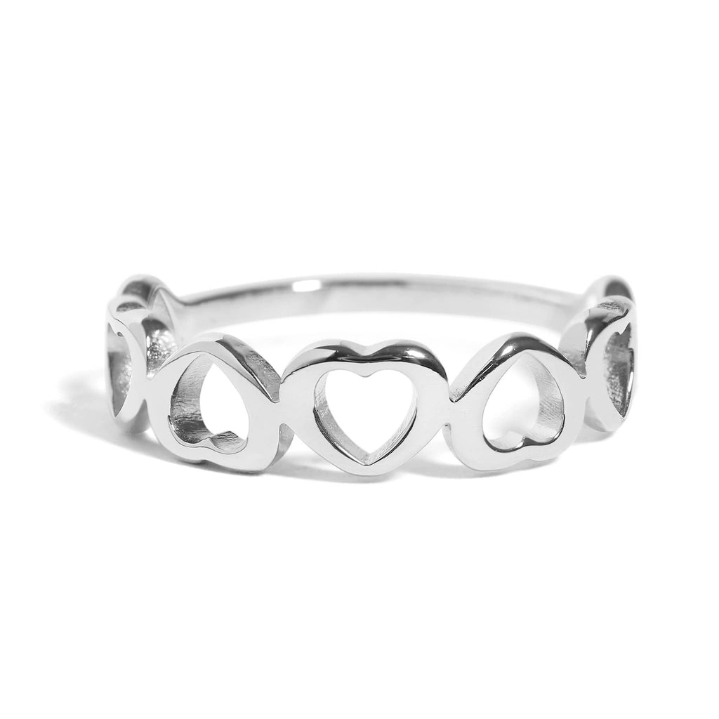 Stainless Steel PVD Coated Sideways Heart Stacking Ring
