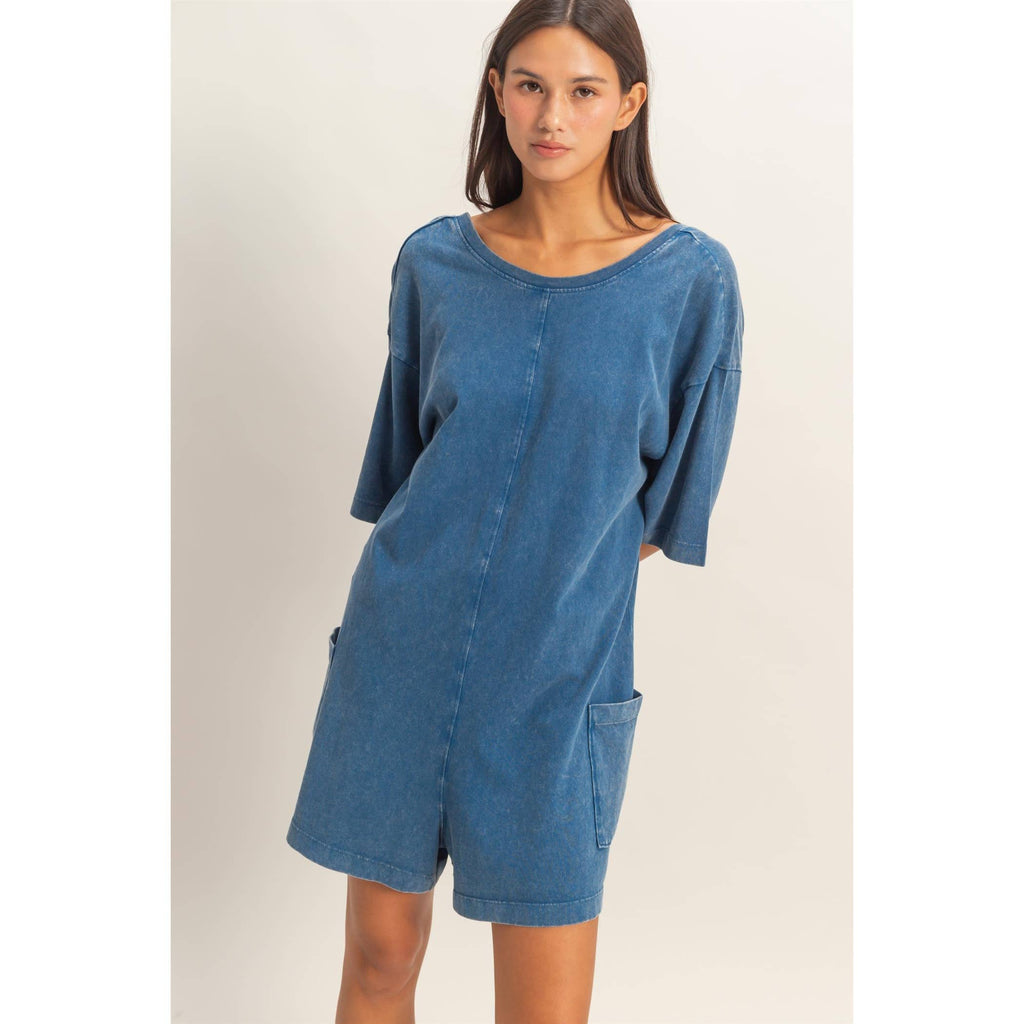 Mineral Washed V-Back Romper