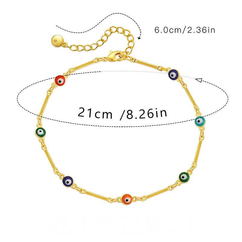 Colored Enamel Evil's Eyes Chain Anklet