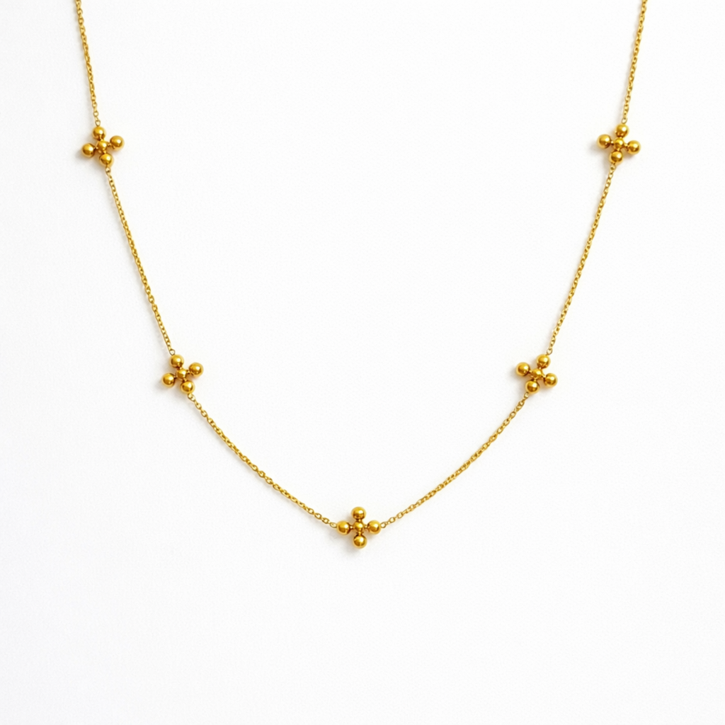 Dot Dot Golden Cross Necklace - Water & Tarnish Resistant