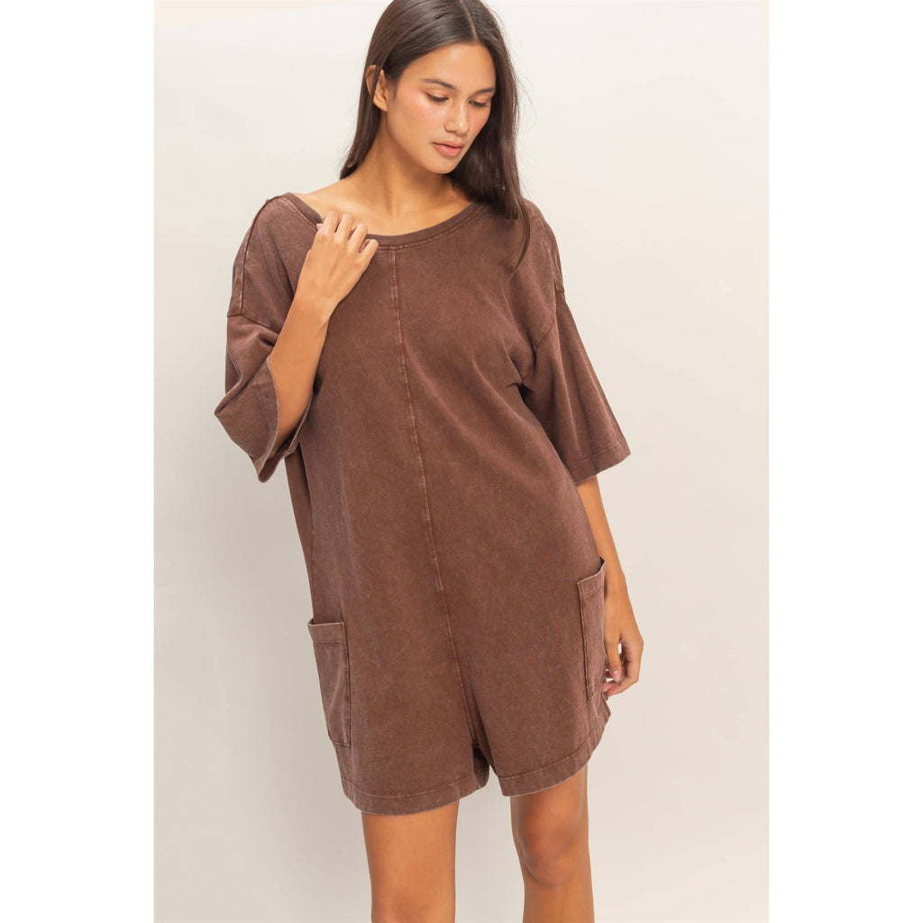 Mineral Washed V-Back Romper