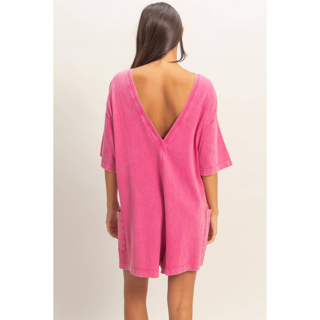 Mineral Washed V-Back Romper
