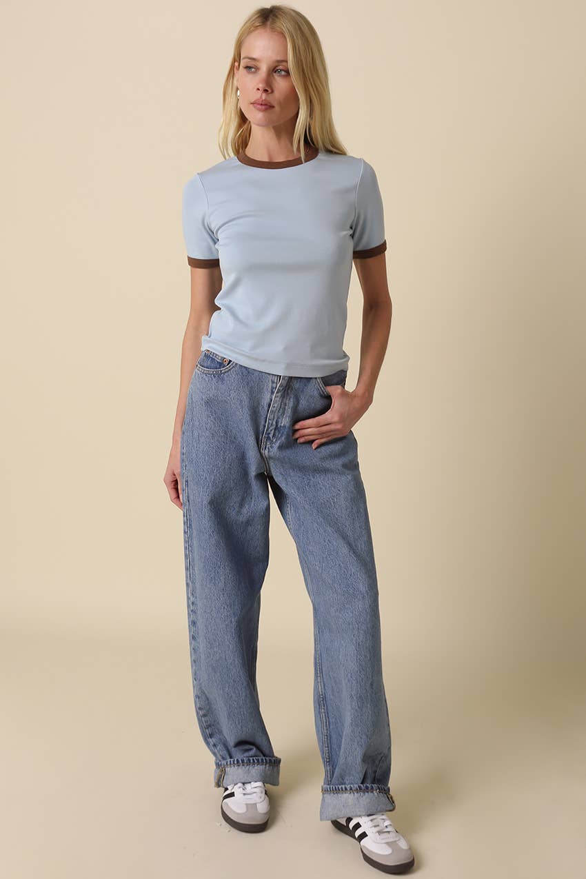 Ivy Contrast Trim Crewneck Tee