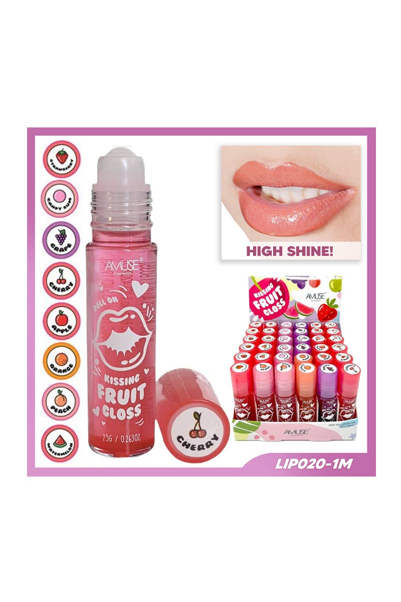 Amuse LIP020-1M Kissing Fruit Roll On Lip Gloss - 36pc