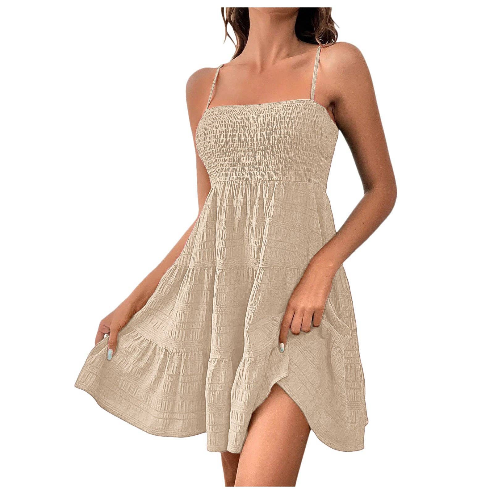 Women’s Smocked Spaghetti Strap Tiered Mini Dress