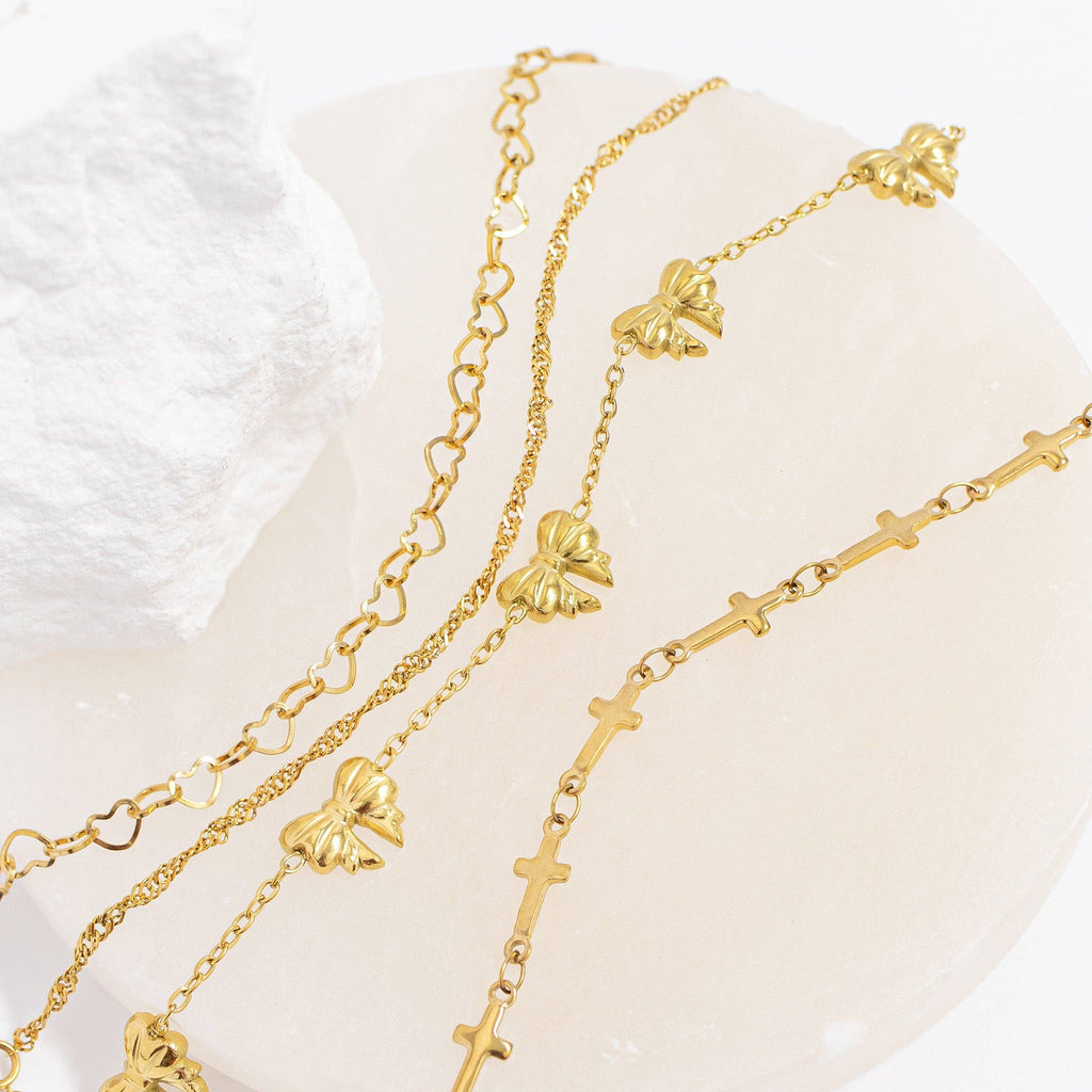 18K Gold PVD Stainless Steel Cross Chain Bracelet