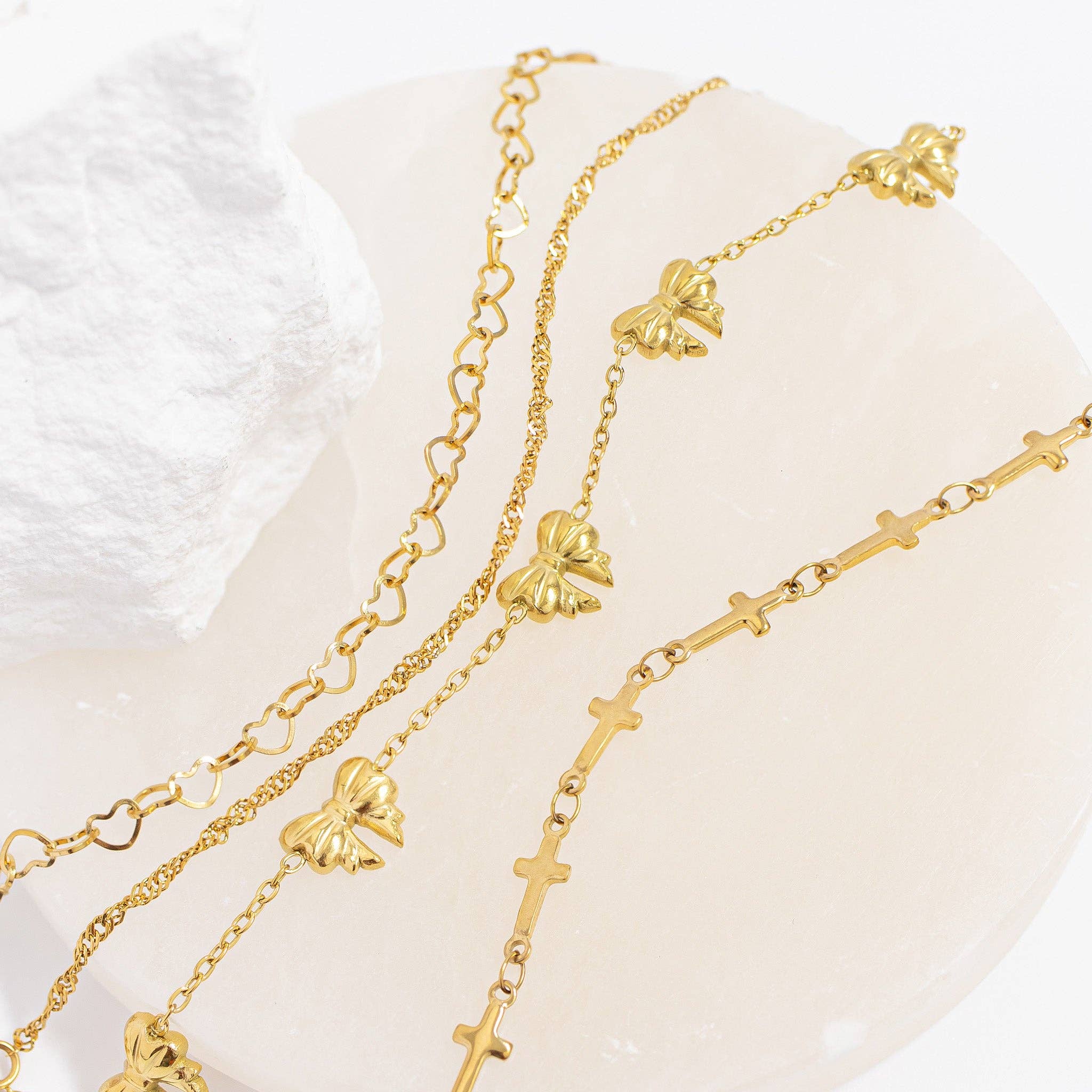 18K Gold PVD Stainless Steel Cross Chain Bracelet