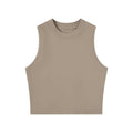 Basic Essential cotton blend fitted high neck crop tank top