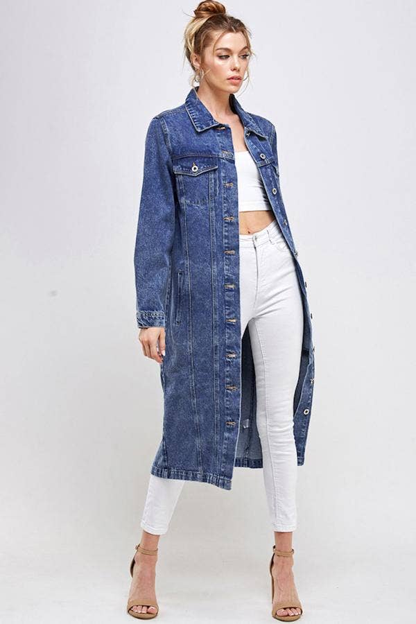 Long Trench Coat Denim Jean Jacket (OPEN PACK)